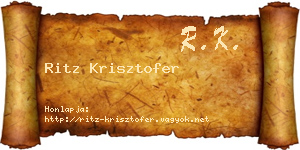 Ritz Krisztofer névjegykártya